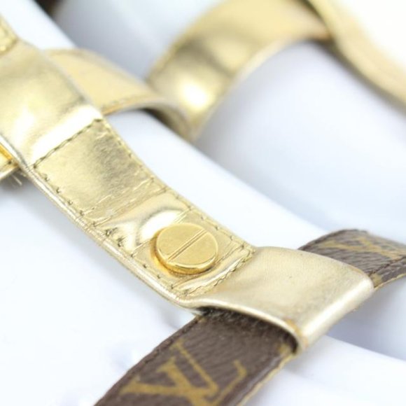 Louis Vuitton Size 36 Gold Leatherx Monogram Be Happy Flat Gladiator Sandals1224 - Picture 8 of 12